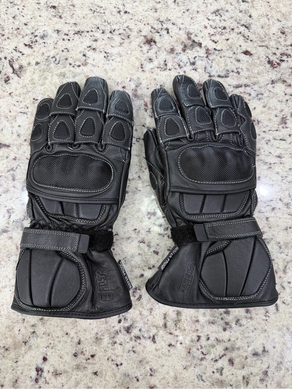 Men's Black Reinforced Motorcycle Gloves with Wrist Strap